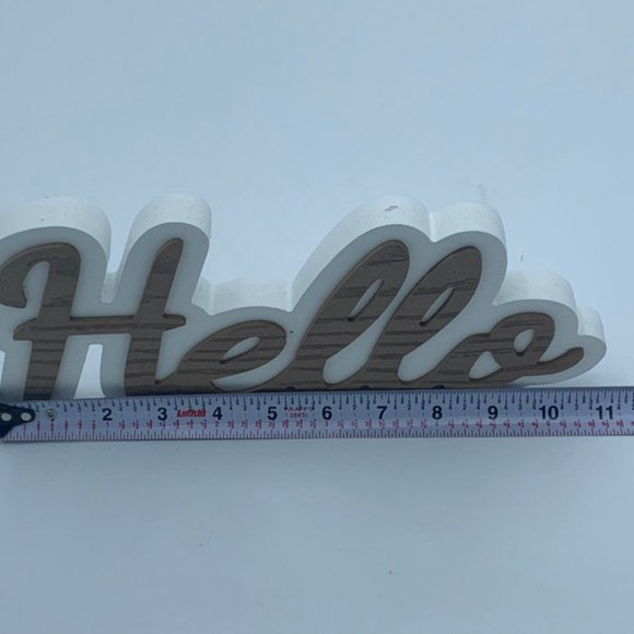 Farmhouse Hello Wood Painted Decor Sign - Picture 4 of 5